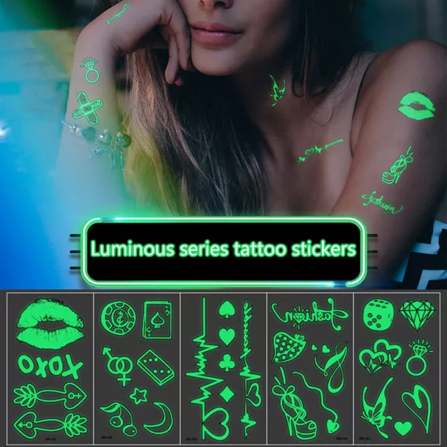 Luminous Women Tattoo Temporary Tattoos Sticker Fake Tatoo Body Art Waterproof