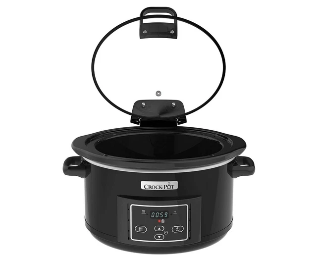 CROCKPOT 4.7L DIGITAL SLOW COOKER Hinged Lid Black Dishwasher Safe