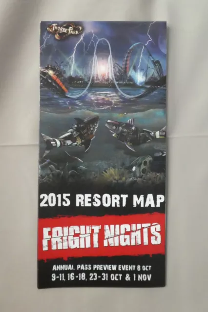 Thorpe Park Fright Nights theme park map - 2015