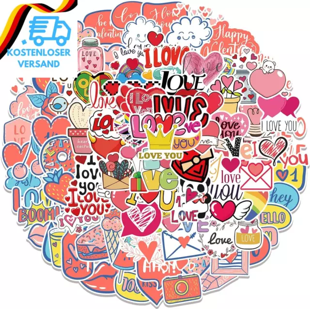 AUCEKO 100 Stück Valentine'S Day Aufkleber Pack Love Sticker Set Wasserdichte Vi