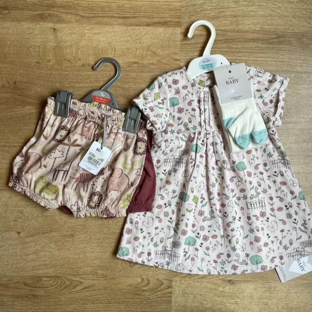 M&S Baby Girl and TU 12-18 Months Dress, Tights, Shorts Set Summer Bundle BNWT