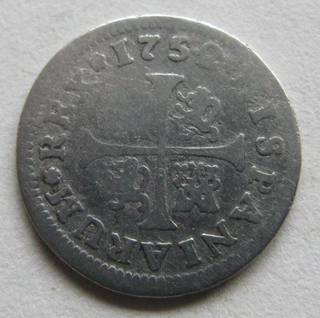 ZALDI2010 - Fernando VI, 1/2 Real 1752, Madrid. 0.0455oz/0 5/8in