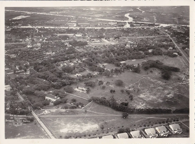 SAIGON 3 photos 1936 Vue aérienne du Camp Testard Vietnam Indochine Cochinchine 3