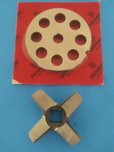 #12 Stainless Steel Grinder Plate 1/2" holes Diameter 2 3/4" with #12 Knife