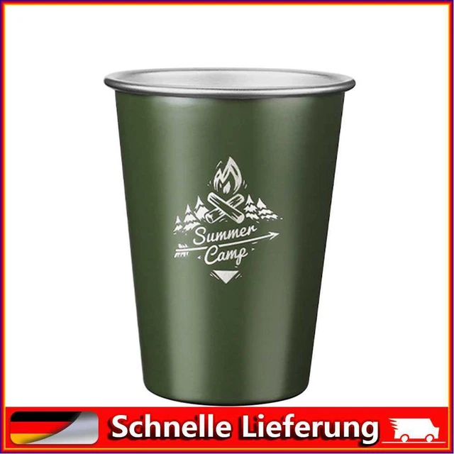 Taza de acero inoxidable para camping al aire libre café cerveza bebidas tazas (gris)