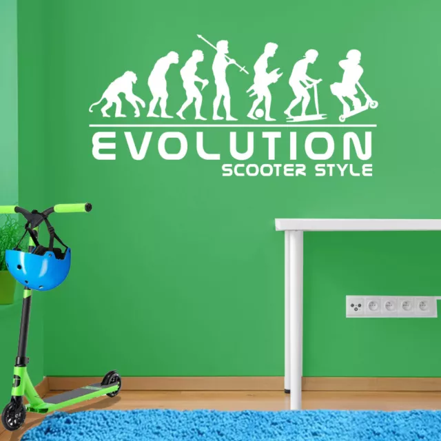 Evolution of Man Scooter Style Stunt Kids Children Street Ride Wall Sticker A104