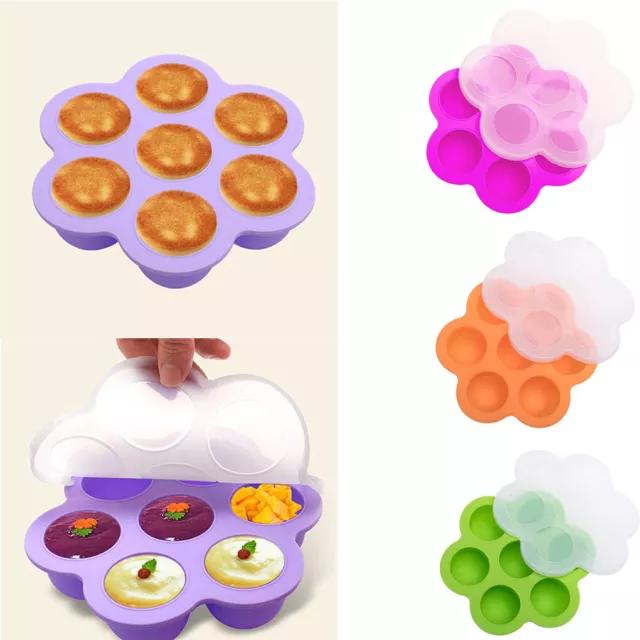 Silicone Egg Bite Mold Instant Baby Food Storage Container Freezer Tray With Lid