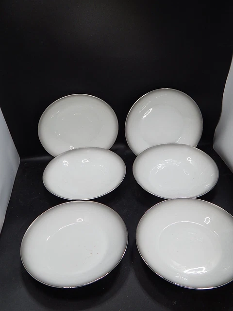 Rosenthal 6 platos de sopa borde plateado plato de porcelana antiguo