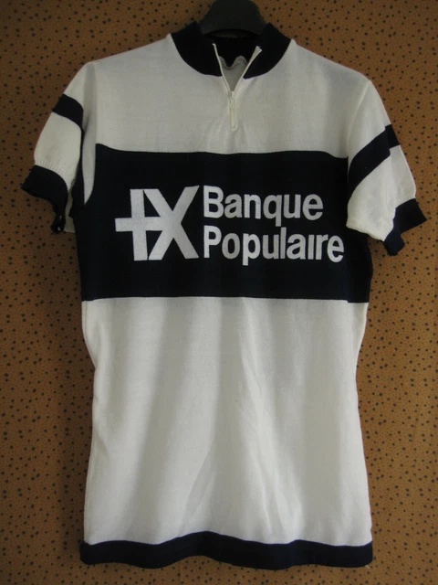 Maillot Cycliste Vintage Bleu Conserves Chaville – Années 70 – Acrylique – Taille M
