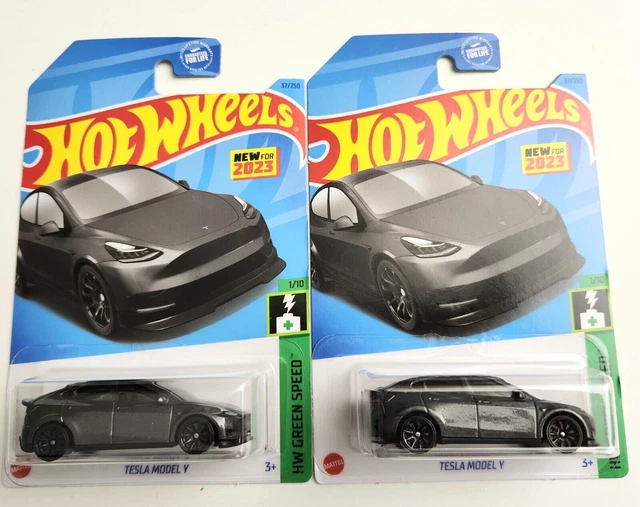 HOT WHEELS TESLA Model Y Gray 37 2023 HW Green Speed 2pcs 12.99