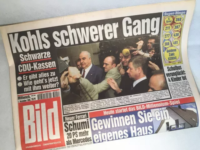 Bildzeitung vom 01.12.1999 * 17. 18. 19. 20. Geburtstag Geschenk * Helmut Kohl