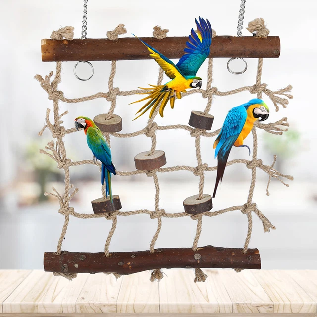 1PC Käfig Vogel Papagei Spielzeug Hanf Seil Klettern Leiter Vögel Natürlich Obm