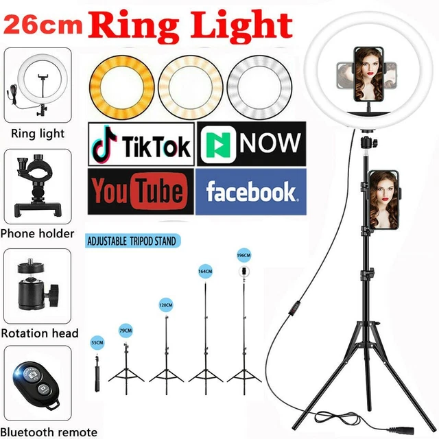 Luz de anillo LED con trípode de 1,6 m luz de anillo regulable para móvil Live YouTube maquillaje