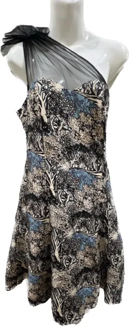 Plenty Tracy Reese Anthropologie Into The Woods One-shoulder Silk Dress Size 4 2