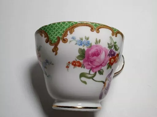 Vintage Aynsley Tea Cup, 29, Cottage Rose With Green Border Bone China England