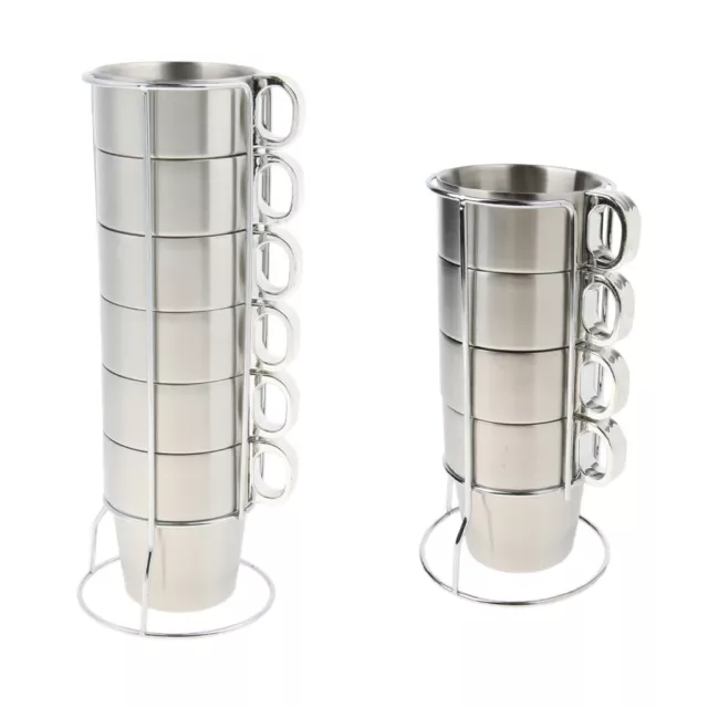 UK　STACKABLE　Stainless　Holder　£27.13　Tea　PicClick　Cups　MUGS　Steel　Rack　Cup　Stand　Set　with