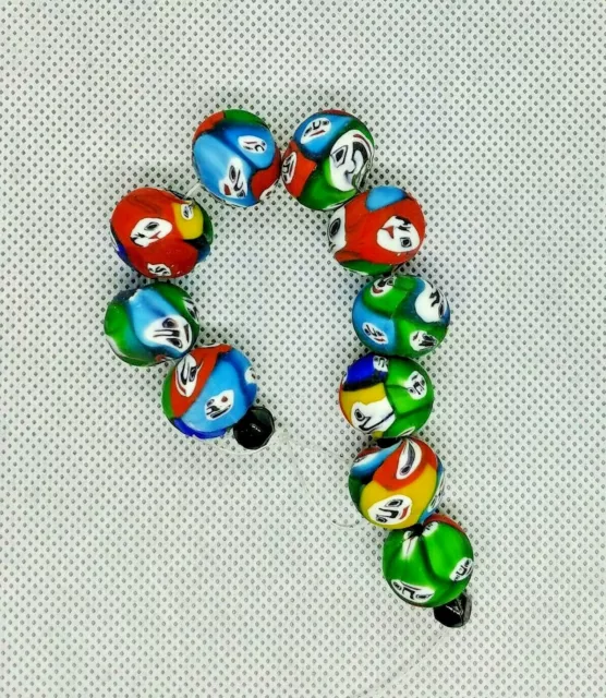 Vintage Venetian African Trade Lampwork Face Beads matt 10 pc.