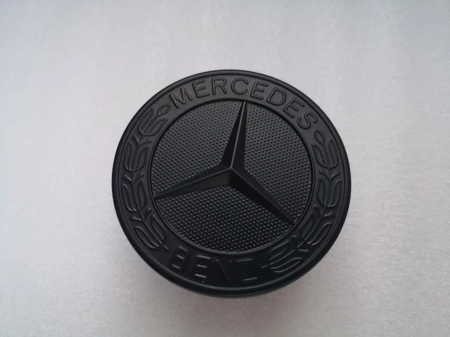 Mercedes Amg Front Hood Emblem Matte Dark Black   Oem  57Mm