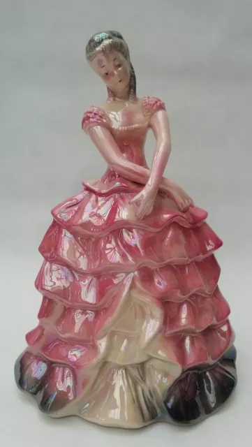 Jema Holland Vintage Lustre Ware Lady In Pink Dress Large Figurine 219