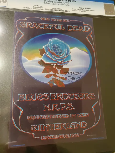 SIGNED by Mouse Blue Rose Grateful Dead NYE HANDBILL Winterland CGC 9.8 AOR BG