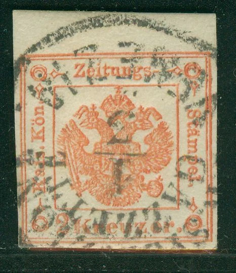 Lombardei Venetien Zeitungsstempelmarke Nr. 2 TOP Randstück