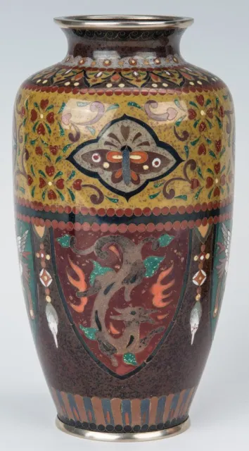 SATO CLOISONNE DRAGON PHOENIX Vase 7.2 inch