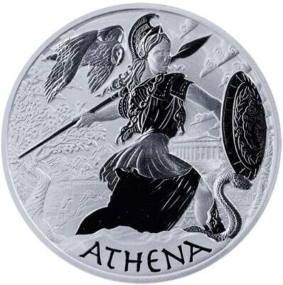 * Moneta ARGENTO 1 OZ 999 ARGENTO Tuvalu Gods of Olympus 2022 ATHENA 1 OZ AG ST 