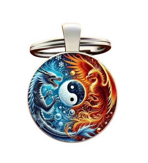 Porte-clés Dragon – Bijou De Sac Rouge – Signe Du Zodiaque Chinois – Acier Inoxydable