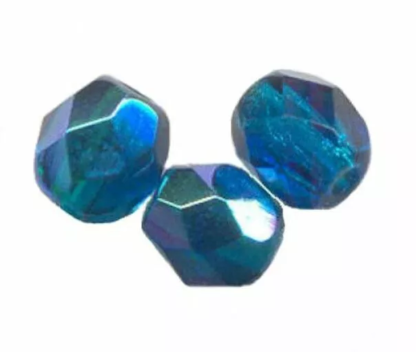 25 PERLES FACETTES DE BOHEME  6 mm CAPRI BLUE AB  port gratuit