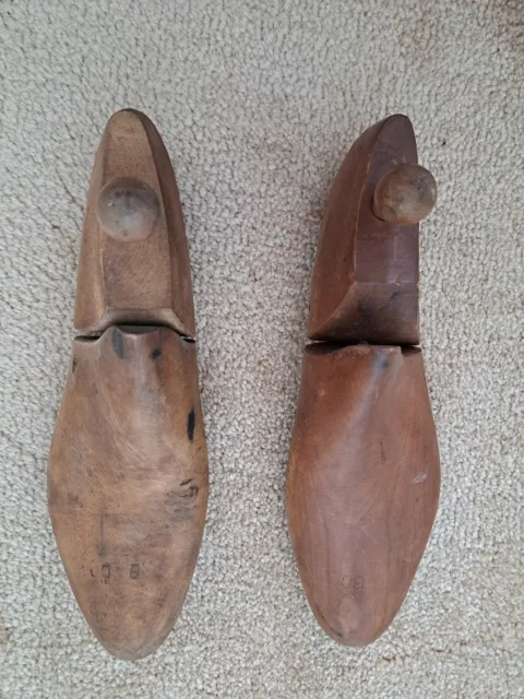 2-Vintage Wooden Shoe Tree Mold Stretcher Form Insert Size 8C Jones & Vining