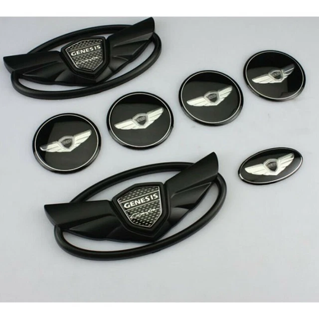 7pcs Car Front Hood Grille Rear Emblem Wheel Cover for GENESIS Coupe-MATTE BLACK