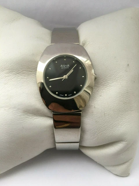 Montre Vintage TWINS Quartz Pour Femme, Année 2000, Boîtier Acier & Bracelet Cuir - Occasion Très Bon État