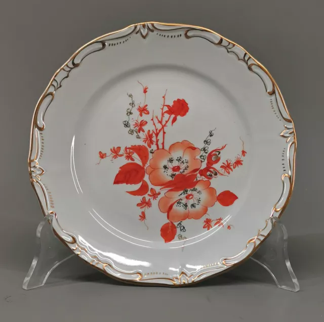99840062 Zier-Teller Dipinto Mano Korallerote Fiore Vitrinenstück D19cm