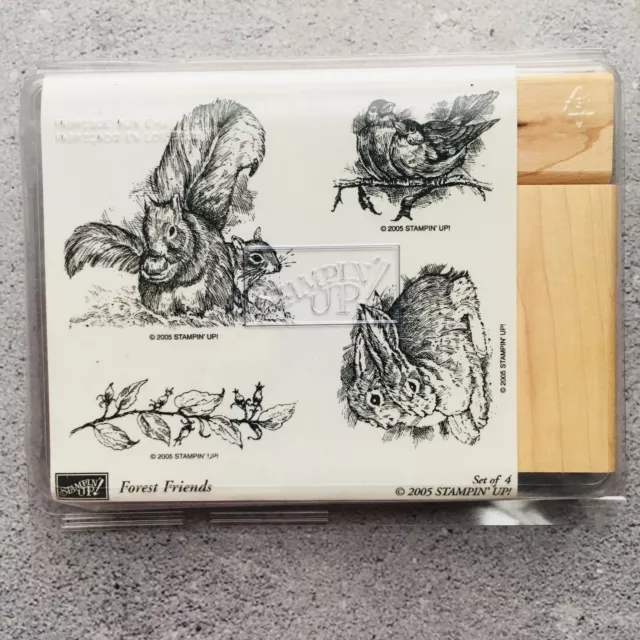 Stampin' Up! Forest Friends Woodland Animals Set of 4 Rubber Stamps NEW 2005