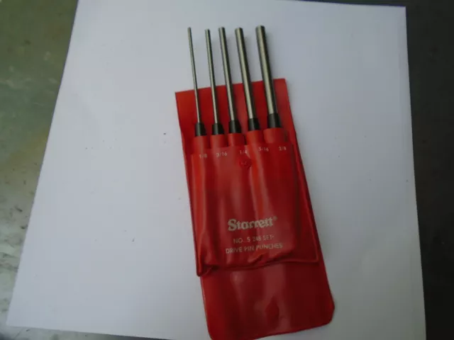 Starrett No S248 S 248 Drive Pin Punches 5 pc Set 1/8' - 3/8" with Case