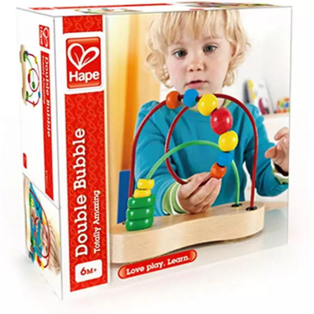 Hape Motorikspiel Double Bubble Motorikschleife Holzspielzeug Lernspielzeug