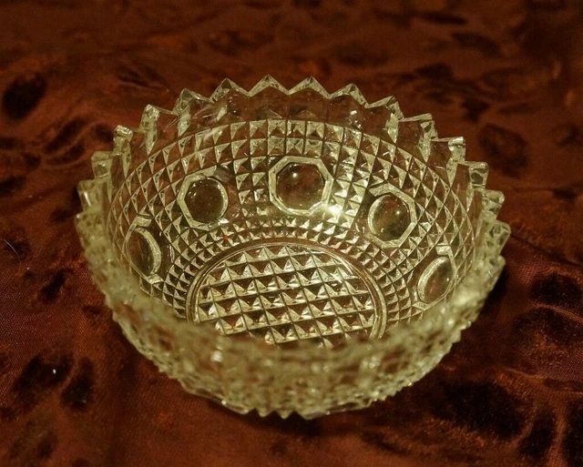 Vintage American Brilliant Cut CRYSTAL Glass Small Bowl Serving Dish 4.5" Dia 2