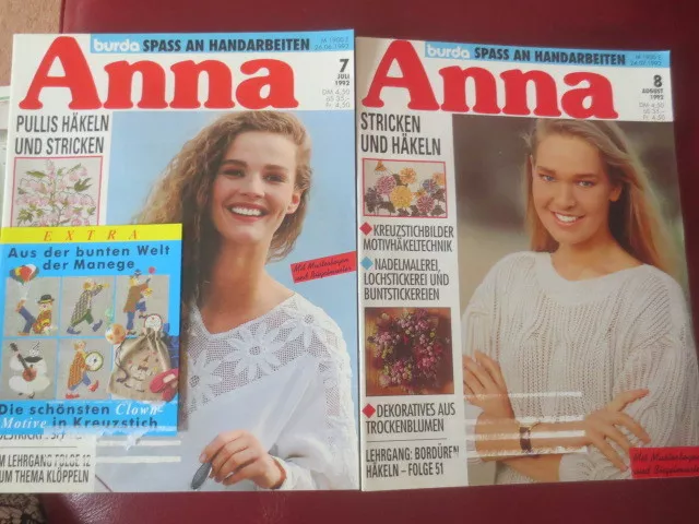2 X Anna burda Spaß an Handarbeiten 7+8/ 1992 Klöppeln Sticken Stricken Häkel
