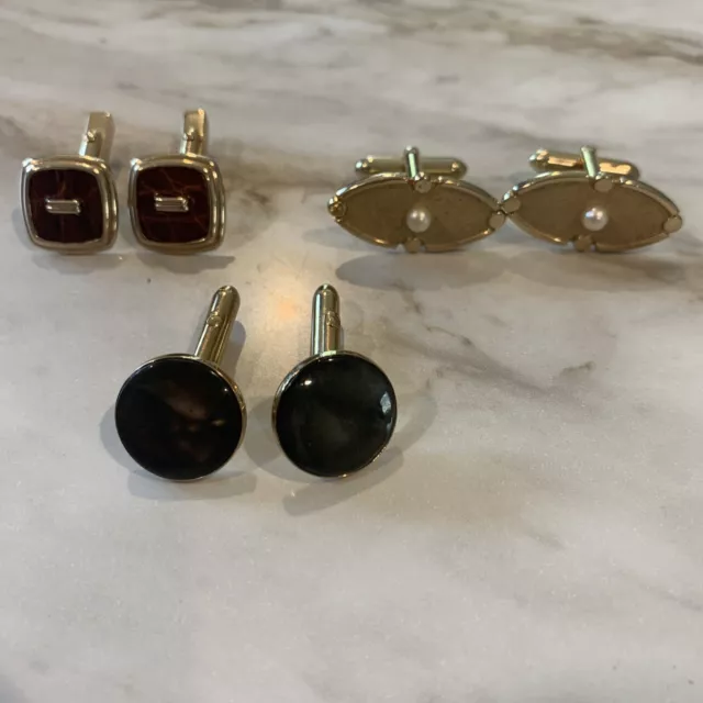 Swank Cuff Links Vintage Set Of 3