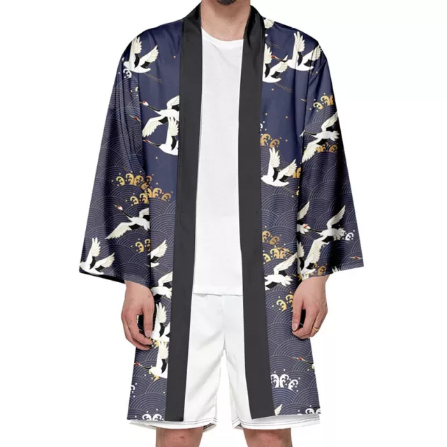 Abito giapponese da uomo kimono yukata cappotto lungo cardigan haori abito outwear