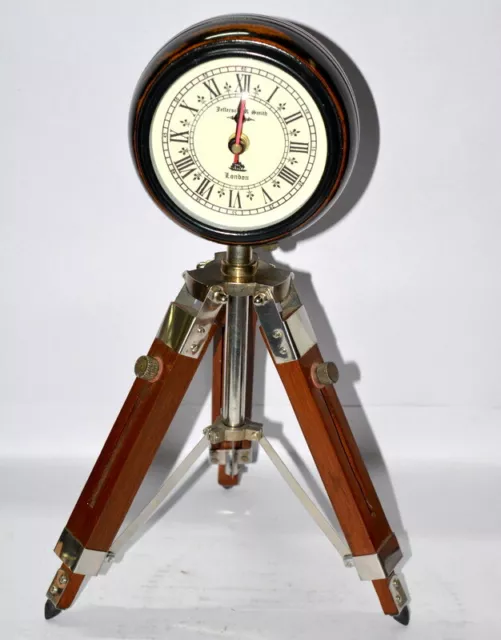 Nautisch Maritim Antik Messing 18 " Schreibtisch Uhr Mit Holz Dreibeinstativ