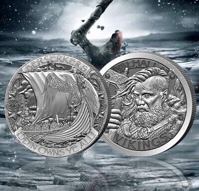 2022 - Valhalla Vikings 1 oz .999 Fine Silver Round Odin Owns Ye All! BERSERKERS