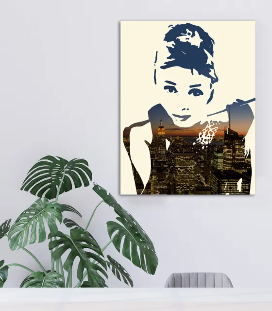 Audrey Hepburn Breakfast Tiffany's New York City  Canvas Wall Art Framed Print