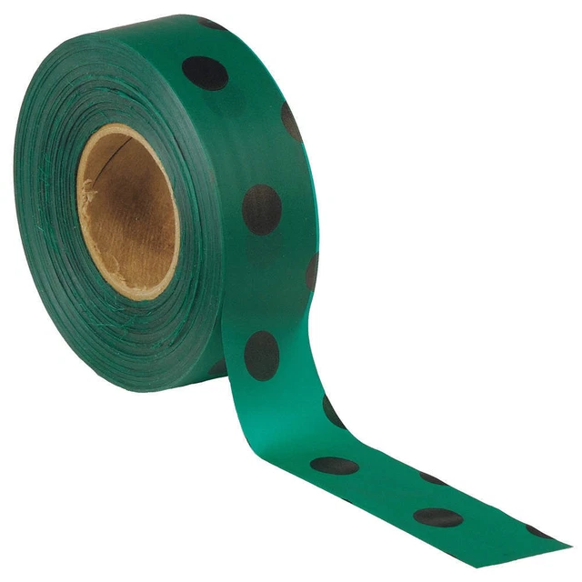 PRESCO PRODUCTS CO PDGBK-200 Flagging Tape,Grn/Blk,300 ft x 1-3/16 In