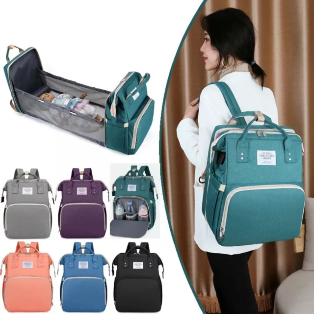 Waterproof 3 in 1 Baby Diaper Bag Backpack with Bassinet Changing Station Travel 2