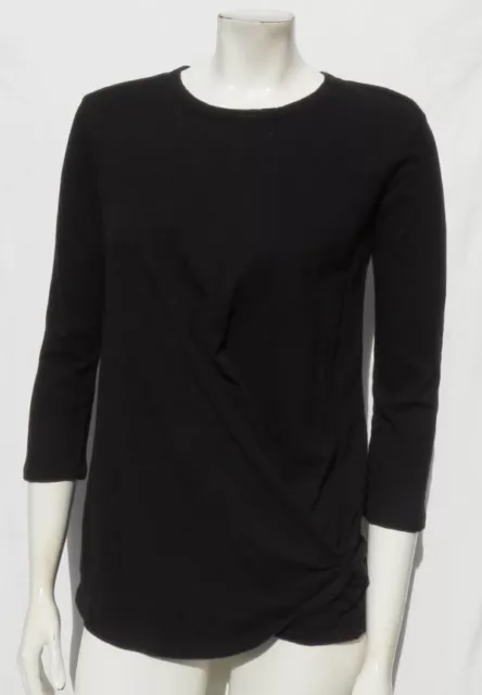 $82 STATESIDE US Women’s sz M Black Cotton Twist Front Tee Shirt Top ¾ Sleeves