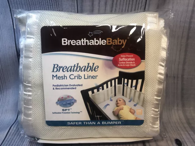 BREATHABLEBABY Breathable Mesh Crib Mesh Crib Liners Bumper White Ivory