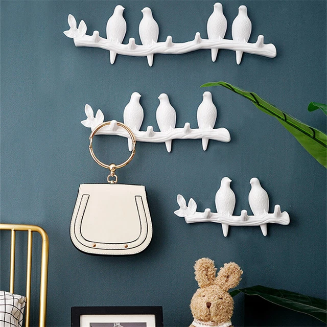 Wall Hanger Resin Bird hanger key Clothes Towel Hooks Hat Handbag Holder kitchen