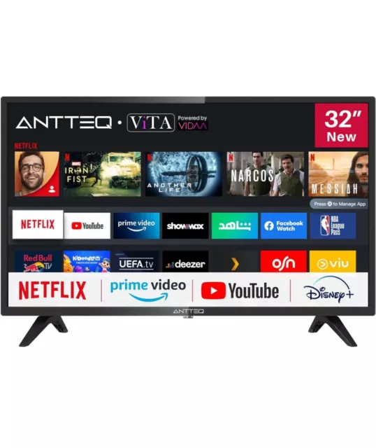 Antteq AV32  32 Pouces 80CM Télevision Smart TV Netflix Prime Video YouTube..