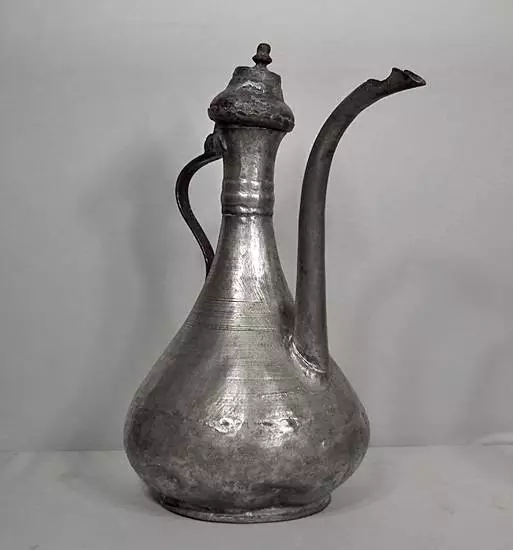 Antique 18th-19th century Islamic Turkish Ottoman Tinned Copper Ewer